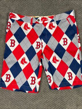 Loudmouth Boston Red Sox Shorts Men's 38 Red Blue Gray Golf All Over Print